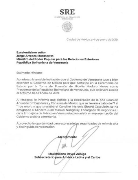 México reduce participación en toma de posesión de Maduro