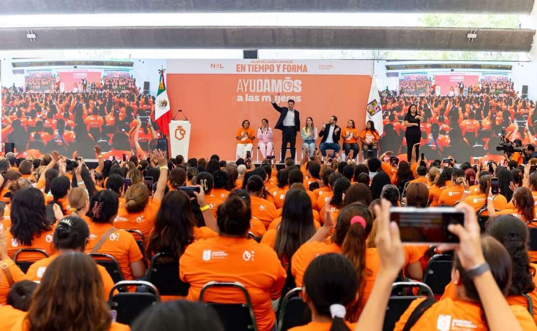 Gobernador de Nuevo León presenta el programa “Ayudamos a las Mujeres” (16/10/2025). Foto: Especial