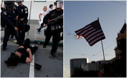 Manifestantes agreden a seguidores de Trump y queman bandera de EEUU