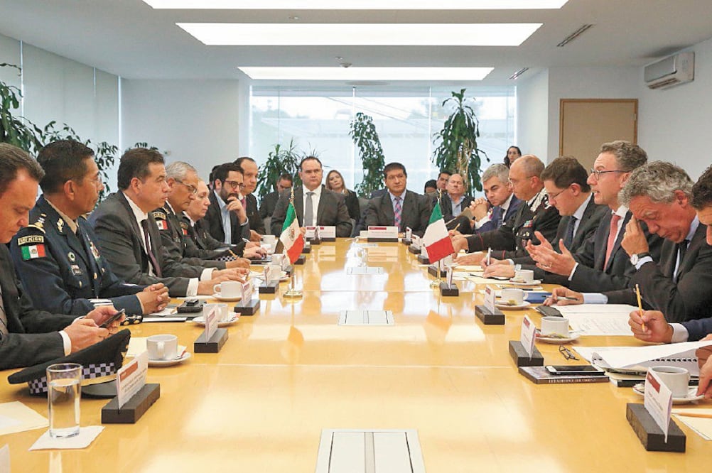 A fin de compartir prácticas para fortalecer la Guardia Nacional, funcionarios de México e Italia se reunieron en la SSPC. Foto: TOMADA DE TWITTER