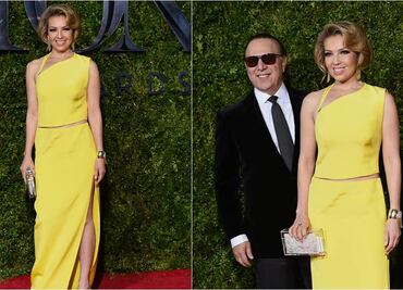Thalía aparece en alfombra roja de los Tony