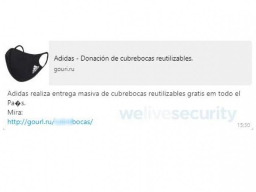 ¿Cubrebocas Adidas gratis? Así es la nueva estafa en WhatsApp