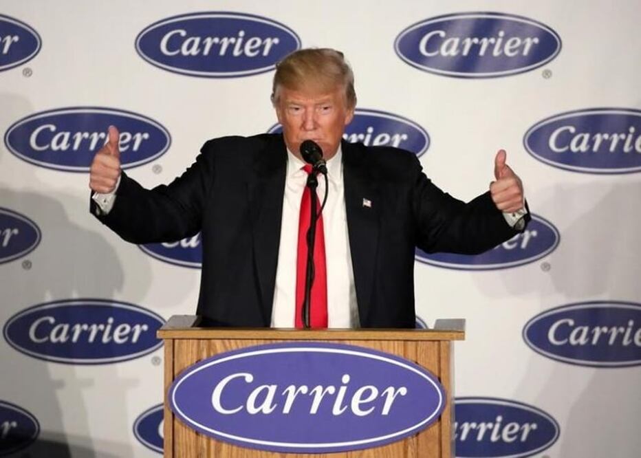 U.S. President-Elect Donald Trump speaks at an event at Carrier HVAC plant in Indianapolis, Indiana, U.S., December 1, 2016. REUTERS/Chris Bergin - RTSU9JK