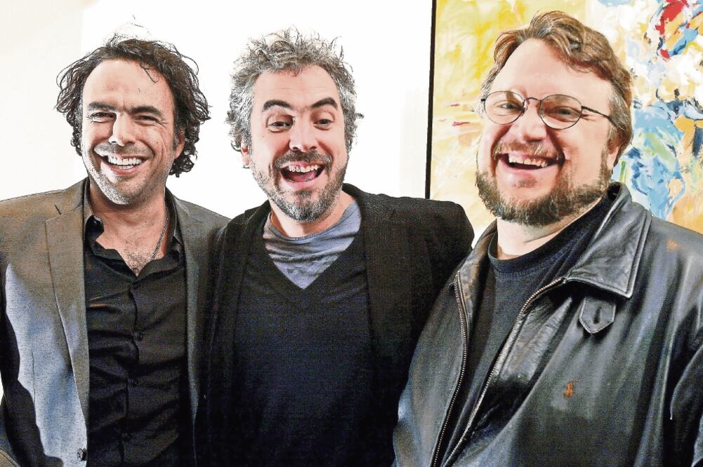 Los directores: Iñárritu (El renacido, 2015), Cuarón (Gravedad, 2013) y Del Toro (La forma del agua, 2017). (ARCHIVO EL UNIVERSAL)