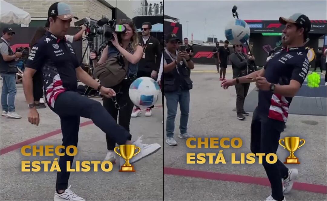 Checo Pérez brilla dominando el balón durante el GP de Estados Unidos y la Copa Oro lo presume - Fotos: Captura de pantalla