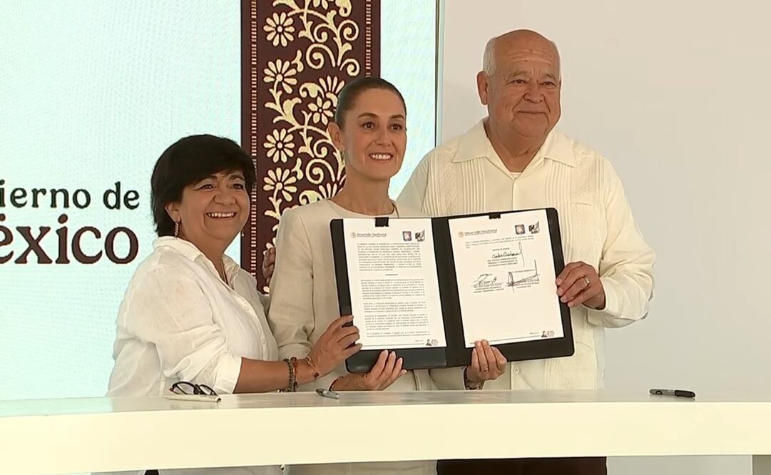 Firma de convenio del programa Vivienda para el Bienestar en Los Cabos. Foto: captura