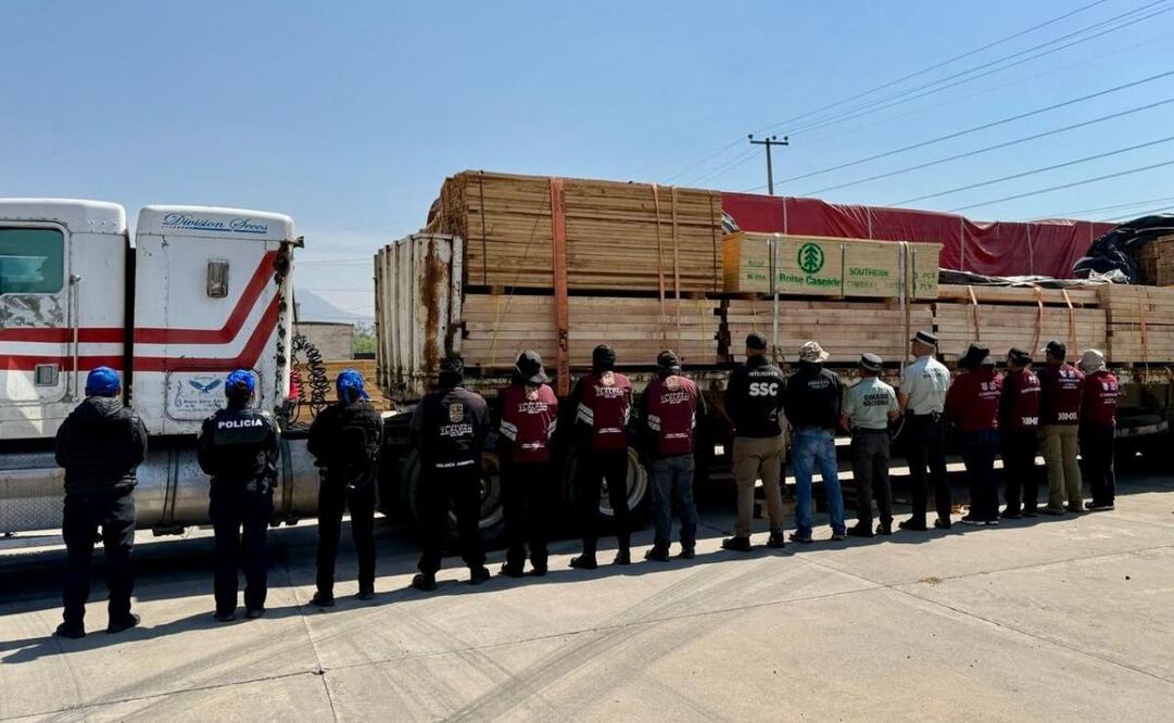 Aseguran tractocamión con productos maderables en Tlalpan (16/04/2025). Foto: Especial