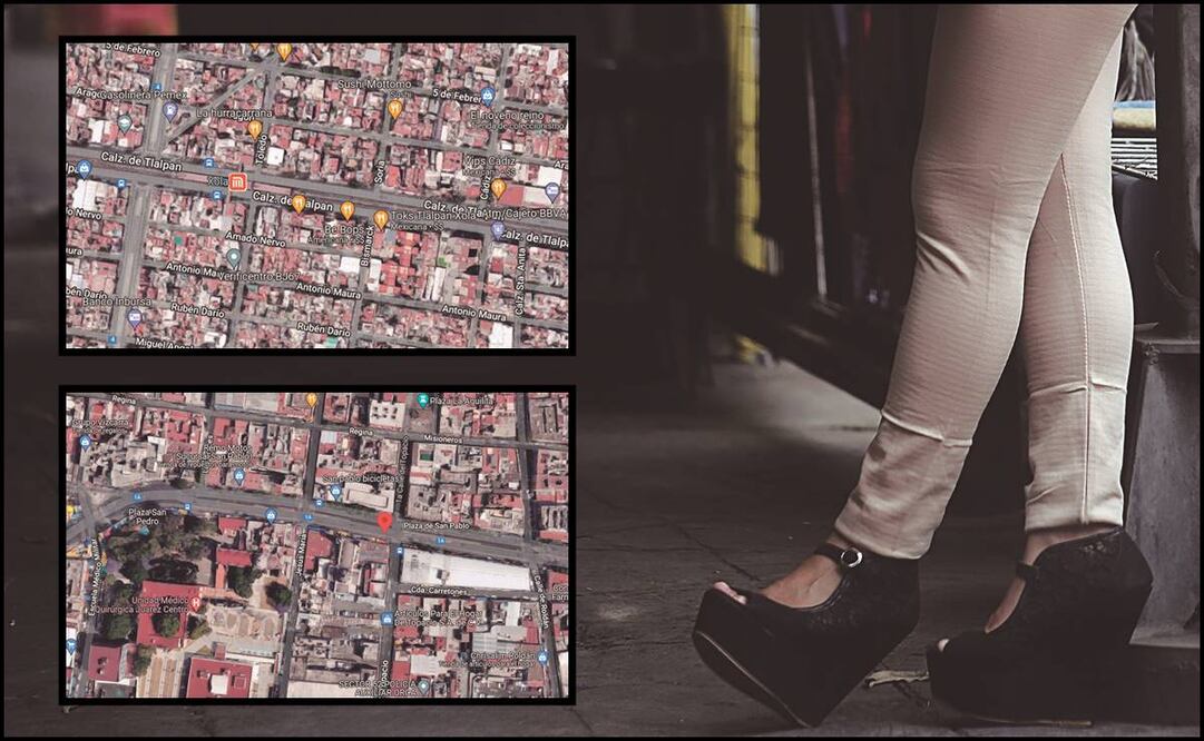 La mayoría de los hoteles identificados para la trata de mujeres se ubican en calzada de Tlalpan; hay más casos de mujeres explotadas son La Merced, en avenida San Pablo. Fotos: Archivo/ EL UNIVERSAL y Google