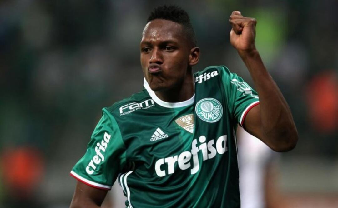 Twitter. Yerry Mina en un juego con el Palmeiras