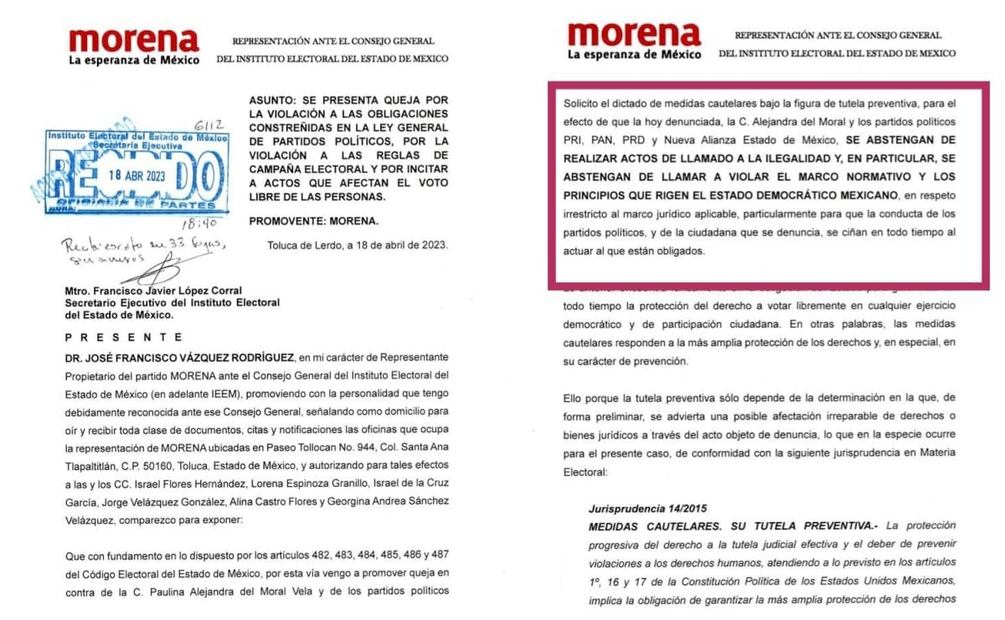 Documento sellado de recibido por la oficialía de partes del organismo electoral. Foto: Especial