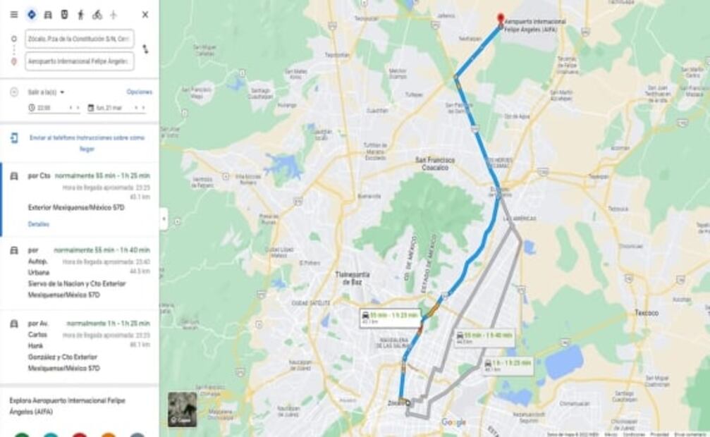 De Palacio Nacional al AIFA, ¿cuánto haces de día, de tarde y de noche?