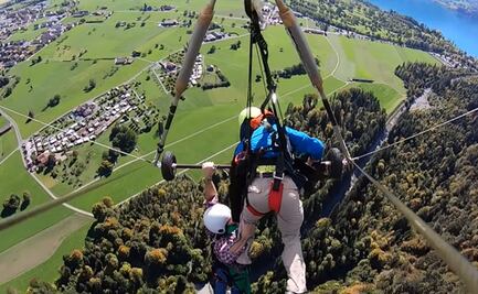 Graban a turista "volando" sin protección en Suiza