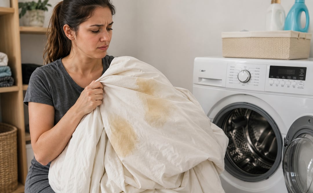 En temporada de calor las manchas de sudor en las sábanas pueden volverse un dolor de cabeza. Foto: Creada con IA (ChatGPT)