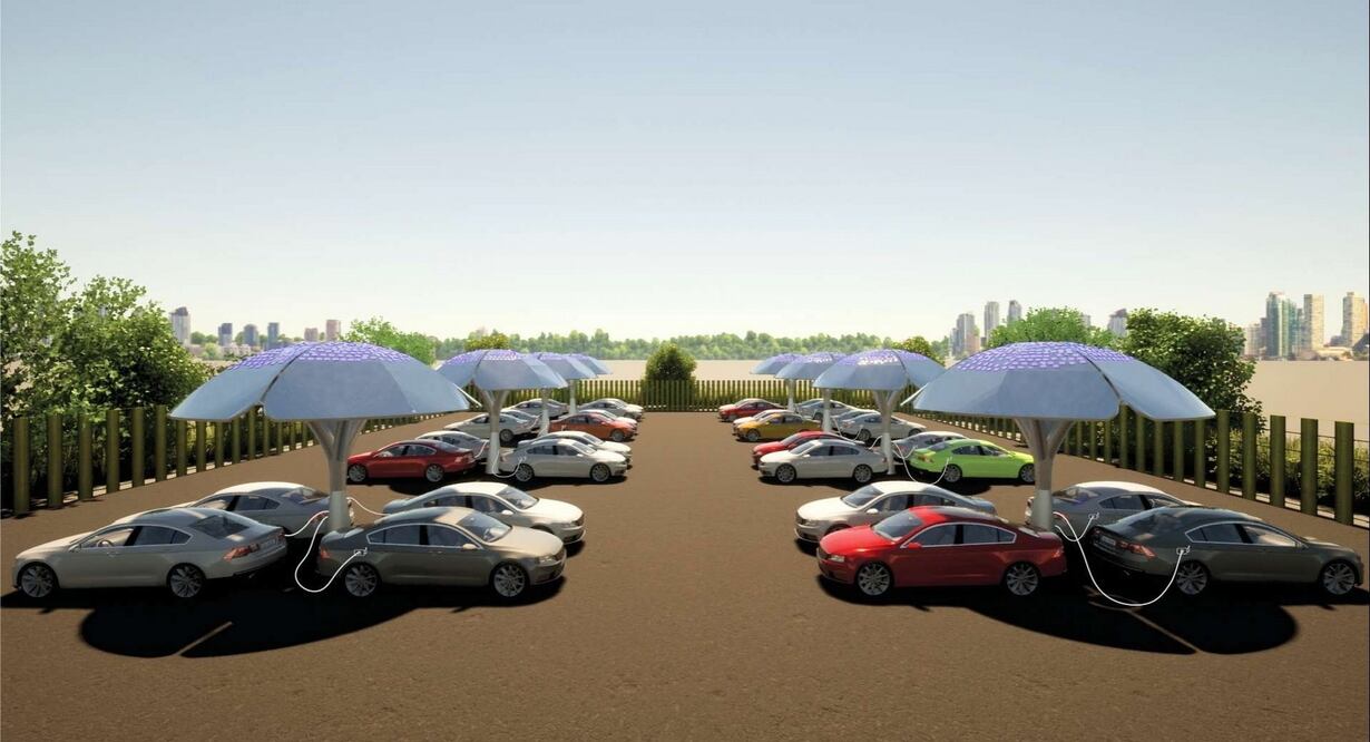 Una “electrolinera” en forma de árbol que “hace fotosíntesis”