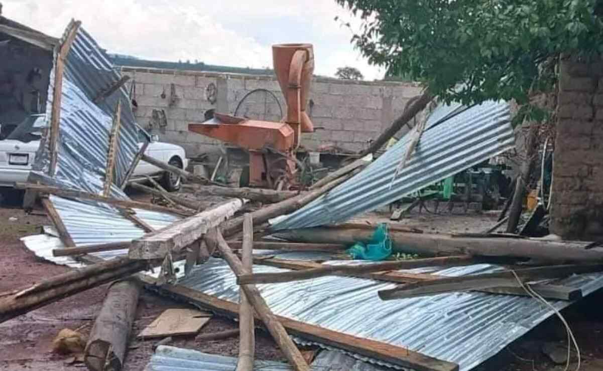 Tornado afecta viviendas en Almoloya, Hidalgo. Foto: Especial