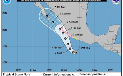 Los estados que serán afectados por las lluvias del huracán “Nora”