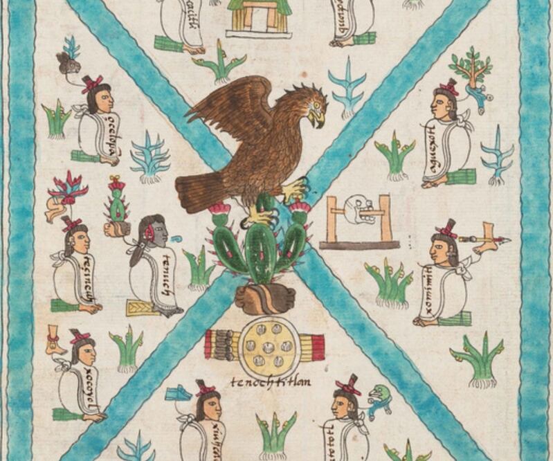 El Códice Mendoza o Códice Mendocino, elaborado a partir de 1540, está conformado por 71 páginas divididas en tres secciones, la primera inicia con la historia de la fundación de México-Tenochtitlan. Foto: IMAGEN: WWW.CODICEMENDOZA.INAH.GOB.MX