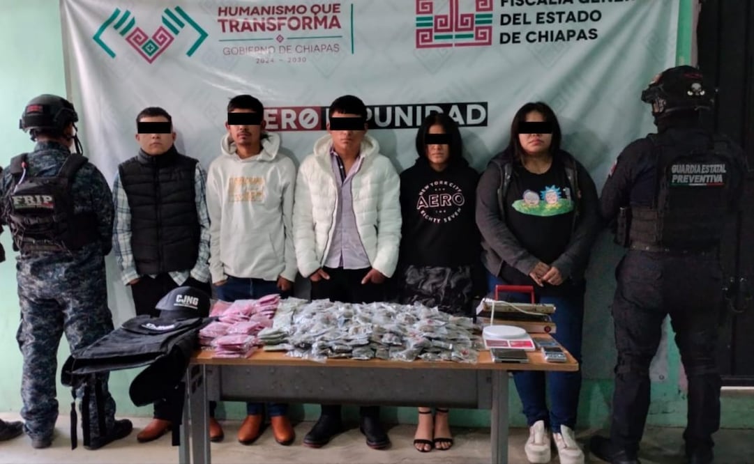 Detienen a Chiapas a cinco presuntos integrantes del CJNG. Foto: Especial.