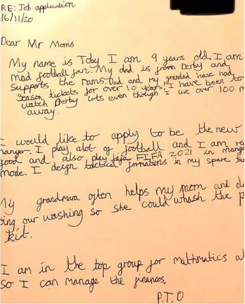 Niño de 9 años se postula para técnico del equipo de Wayne Rooney