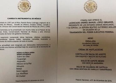 Este es el menú que degustaron los invitados de AMLO en Palacio Nacional