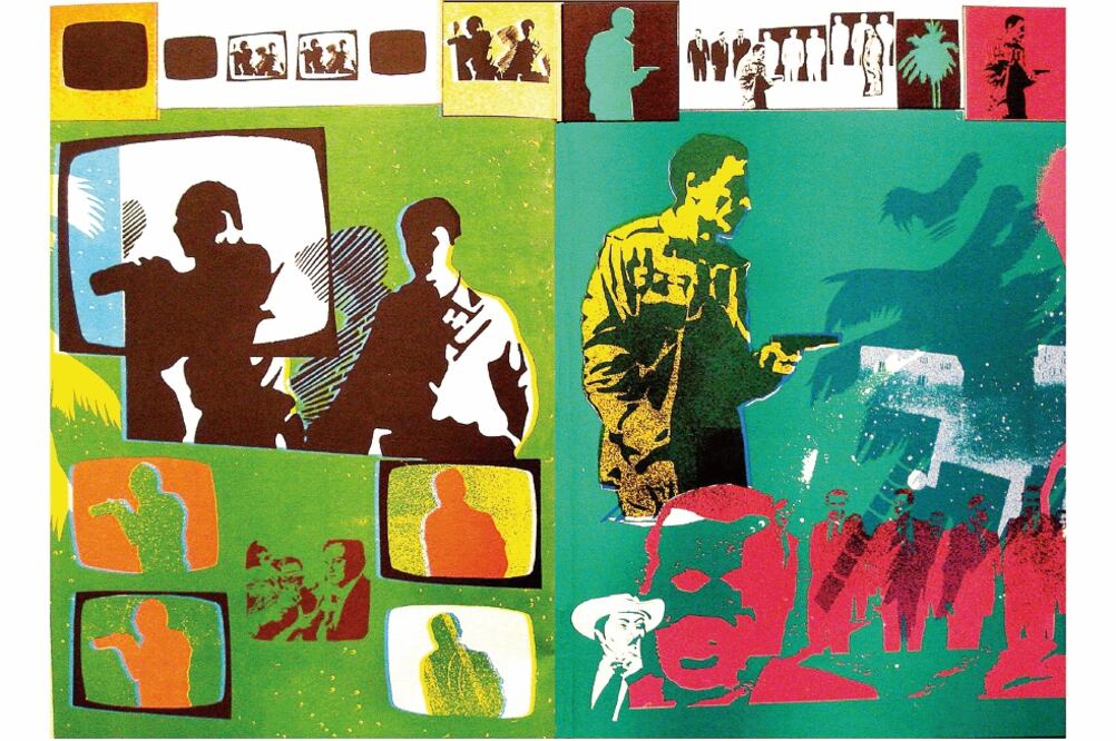 En la serie “Son UR-gente”, Felipe Ehrenberg utilizó estarcidos cuidadosamente recortados, y pinturas en aerosol, técnicas graffiteras por excelencia (CORTESÍA FELIPE EHRENBERG)