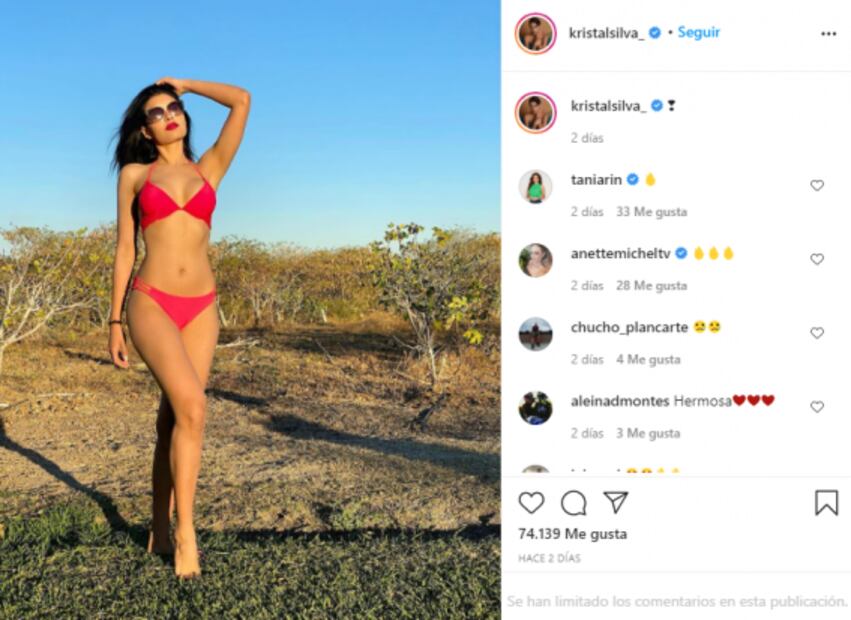 Kristal Silva presume su figura de infarto en mini bikini rojo