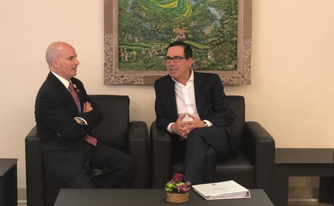 José Antonio González Anaya sostuvo un encuentro con Steven Mnuchin. Foto: Twitter @JAGlezAnaya