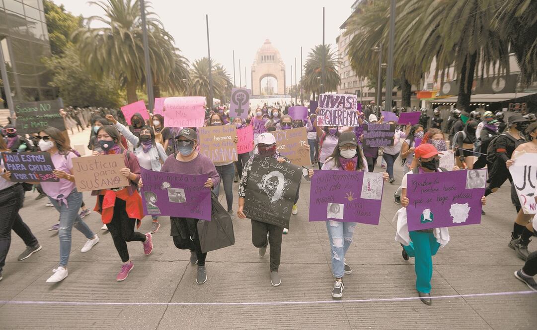 Mujeres durante la protesta contra la violencia de género el 18 de julio. La FGJ informó que han vinculado a proceso a 78 agresores. Foto: ARCHIVO EL UNIVERSAL