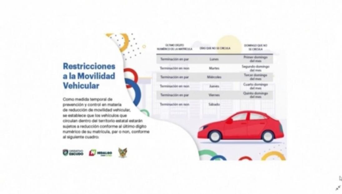 Activan programa “No Circula” en Hidalgo para disminuir movilidad ante Covid-19