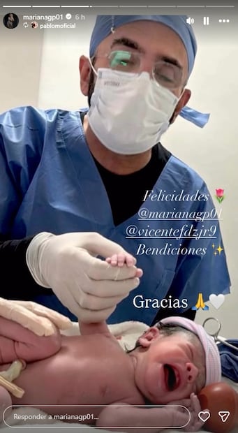 Vicente Fernández Jr. recibe a su hija Isabella.