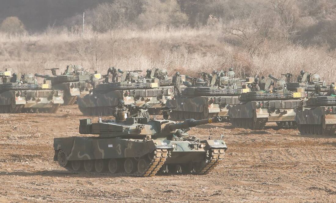 Tanques surcoreanos, durante los ejercicios militares con EU en Paju que enfurecieron a Corea del Norte. Foto: Ahn Young-joon/ AP.
