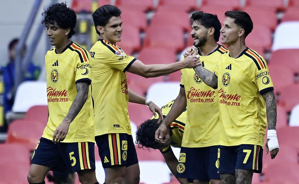 América en festejo de gol, durante la fase regular del torneo Apertura 2026 - Foto: Imago7
