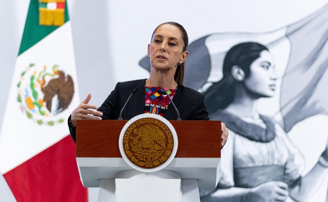 Claudia Sheinbaum en su conferencia matutina del 1 de mayo de 2025. Foto: Hugo Salvador / EL UNIVERSAL
