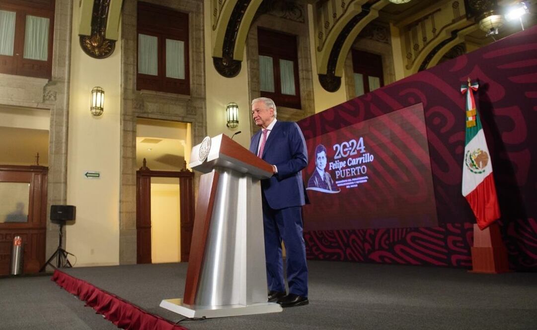López Obrador en su mañanera del 22 de julio en Palacio Nacional. Foto: Presidencia