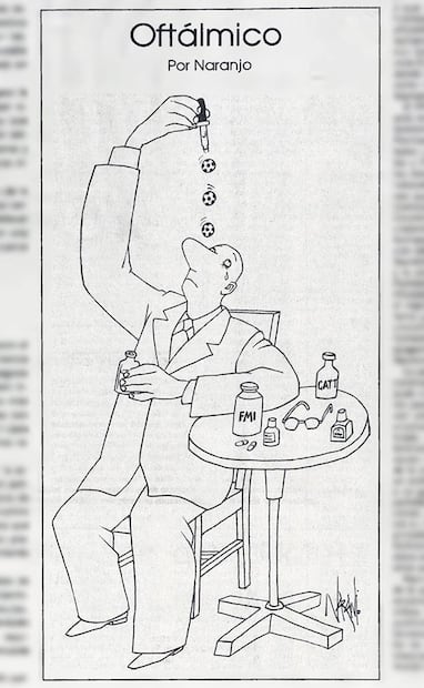 Caricatura “Oftálmico” de Naranjo, 1986. Foto: Hemeroteca EL UNIVERSAL.