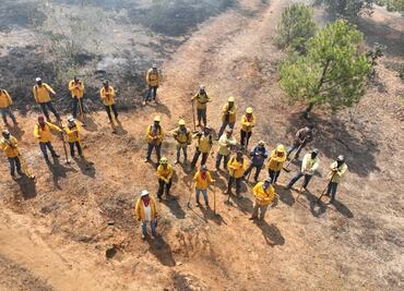 Con drones y helicópteros, brigadistas combaten incendios forestales en Michoacán