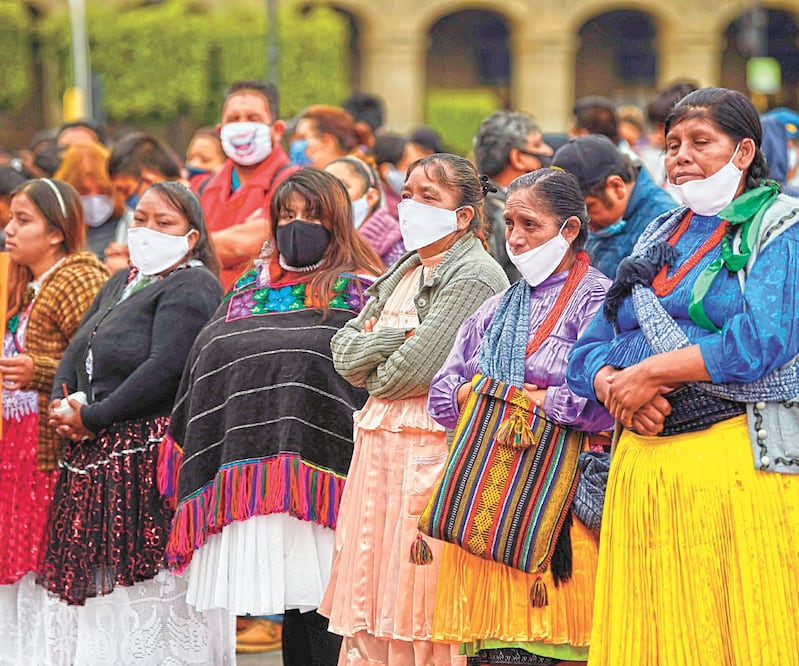 Mujeres mazahuas, durante una protesta en la Ciudad de México, en la que exigen agua para sus comunidades. ALFREDO ESTRELLA. AFP
