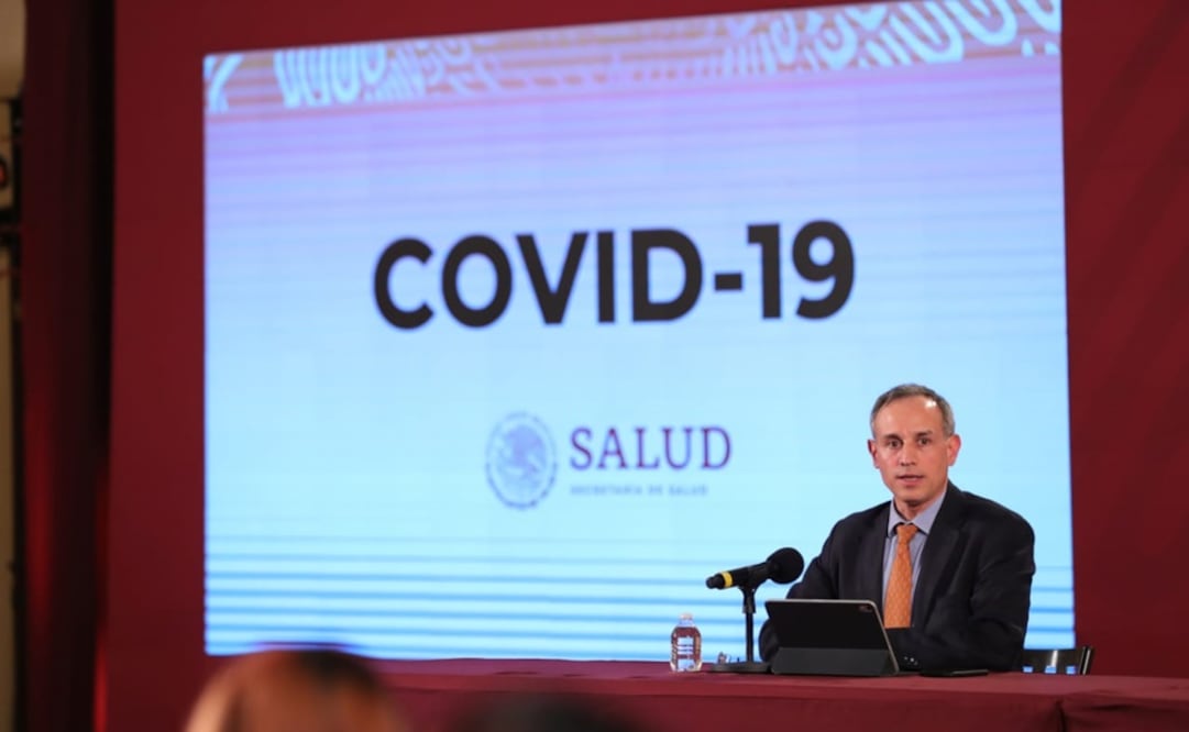 Conferencia de prensa sobre coronavirus en el salón Tesorería de Palacio Nacional, con la participación de Hugo López-Gatell. Foto : Adriana Hernández