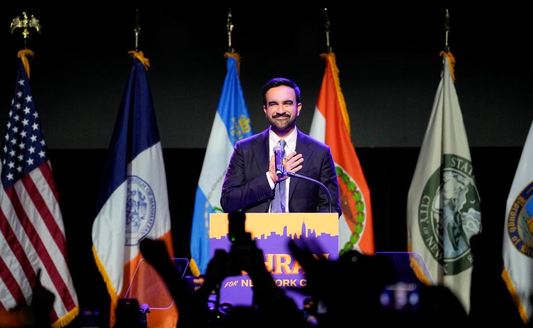 Zohran Mamdani habla en Nueva York tras ser elegido alcalde de esa ciudad el 4 de noviembre del 2025. Foto: AP