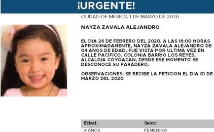 Nayza Zavala, de 4 años, desapareció en Coyoacán; llevaba uniforme de karate negro
