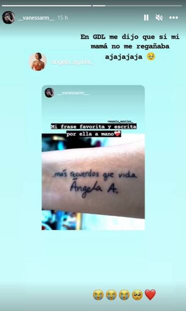 Ángela Aguilar presume tatuaje que una fan se hizo en su honor 