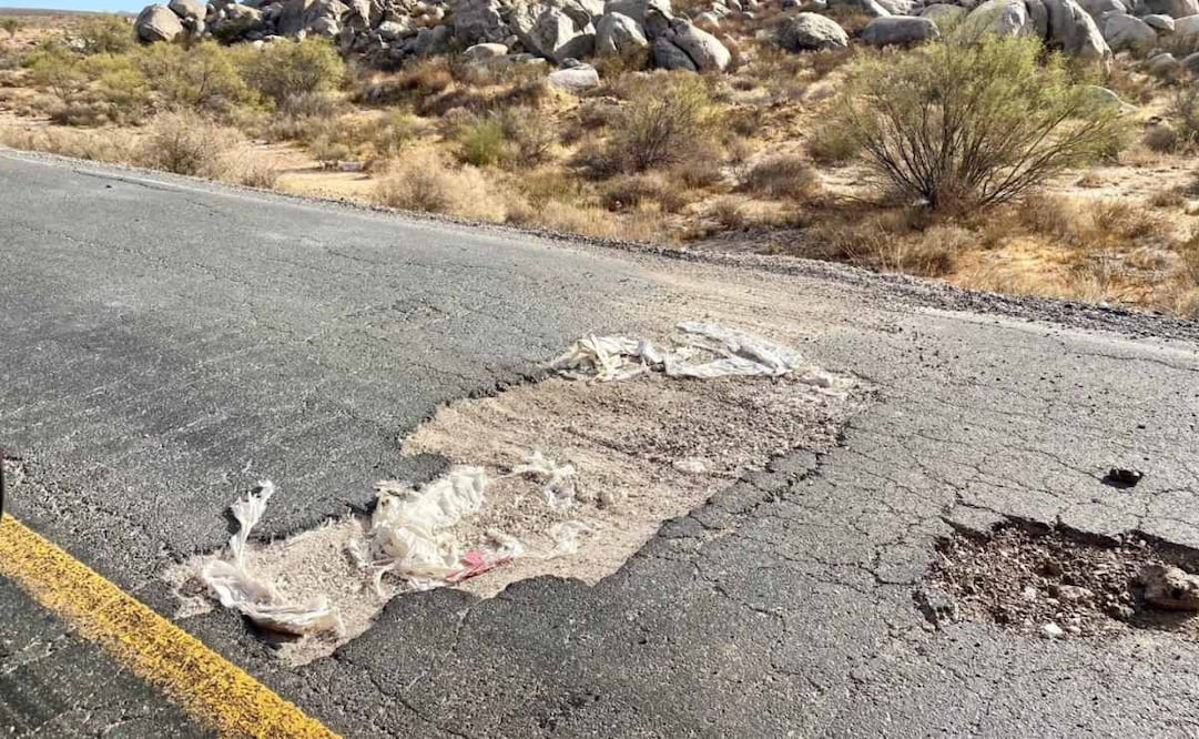 Denuncian “pésimo” estado de carretera transpeninsular en Baja California Sur. Foto: Especial