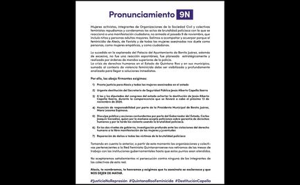 Organizaciones feministas piden destitución de Capella Ibarra ante dispersión con balazos de protesta