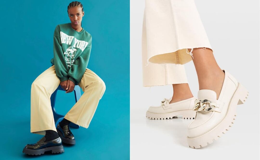 Los clásicos mocasines se reinventan para formar parte de los looks de otoño / Fotos: Pull and Bear / Stradivarius