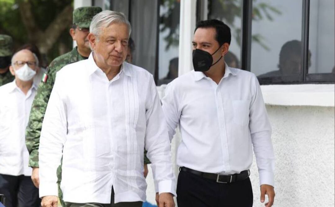 Foto: Tomada de @MauVila/ El Presidente Andrés Manuel López Obrador y el gobernador de Yucatán Mauricio Vila