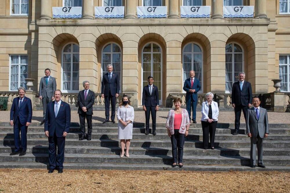Funcionarios del G7 en la reunión en Reino Unido. Foto: Twitter @cafreeland 