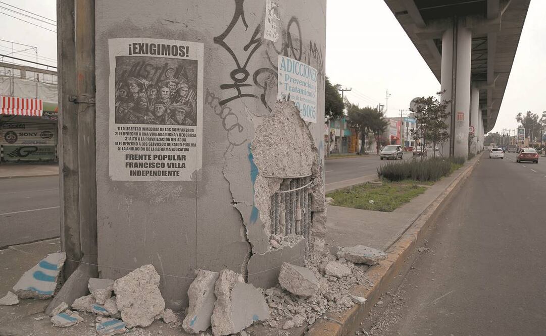 Daños que tuvo la estructura de la Línea 12 tras el sismo de 2017. Foto: ARCHIVO EL UNIVERSAL