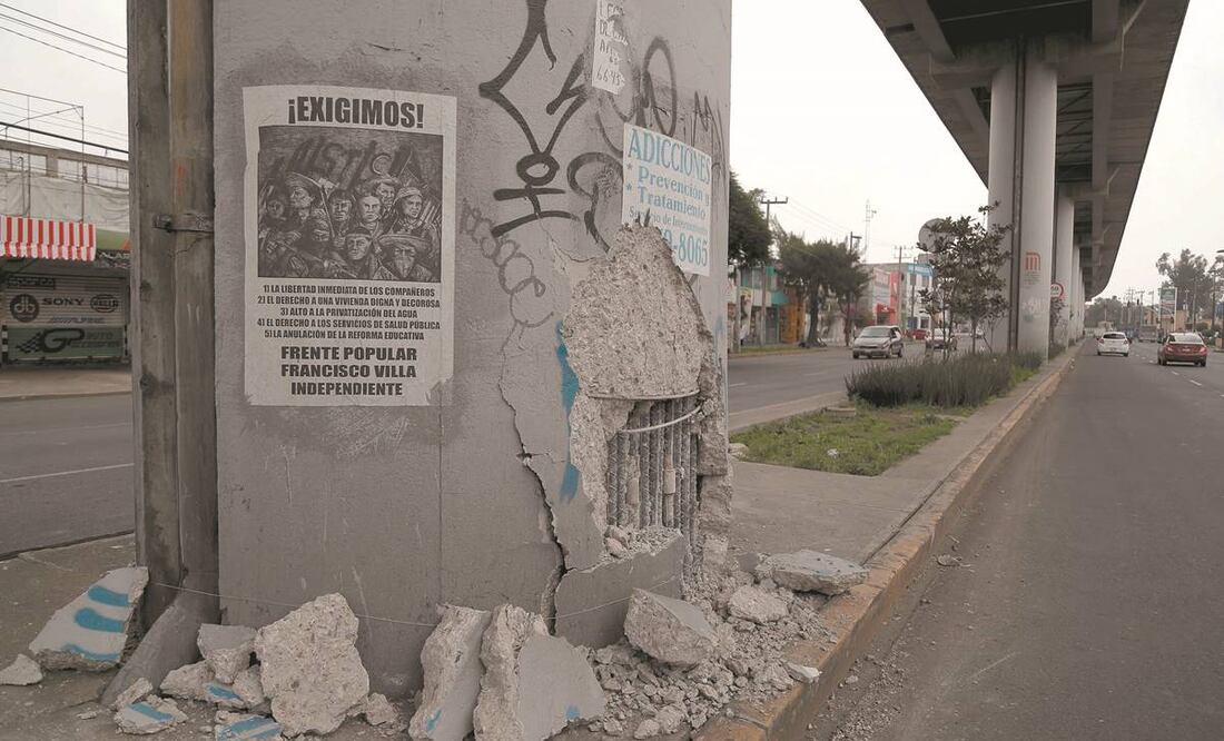 Daños que tuvo la estructura de la Línea 12 tras el sismo de 2017. Foto: ARCHIVO EL UNIVERSAL