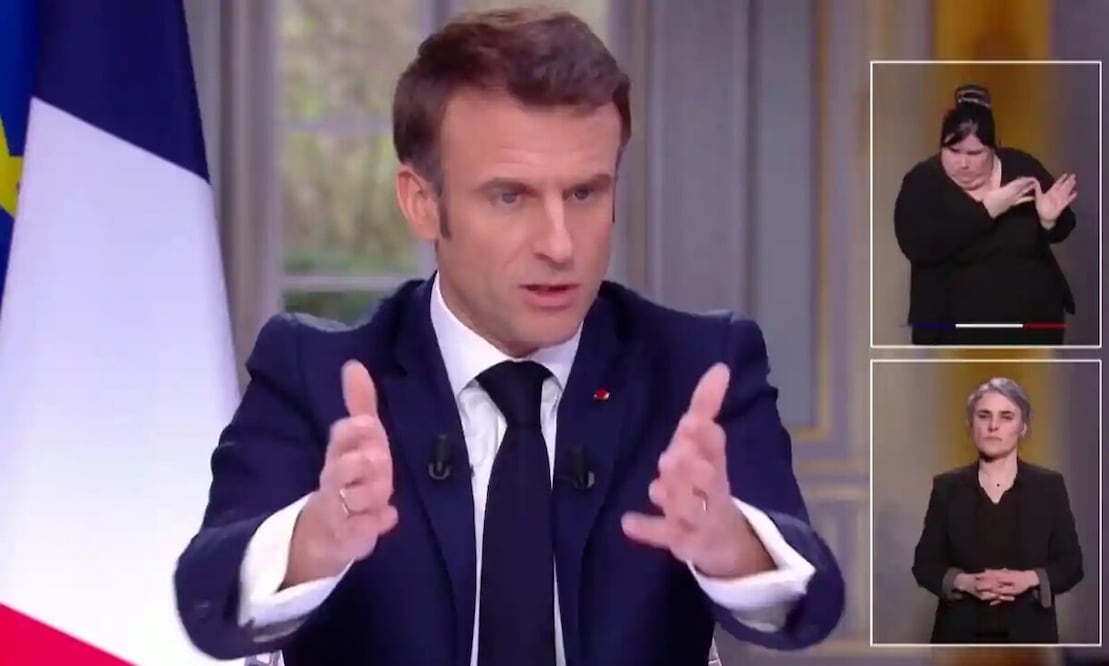 El presidente Emmanuel Macron en la entrevista ya sin el reloj. Foto: France2/TF1