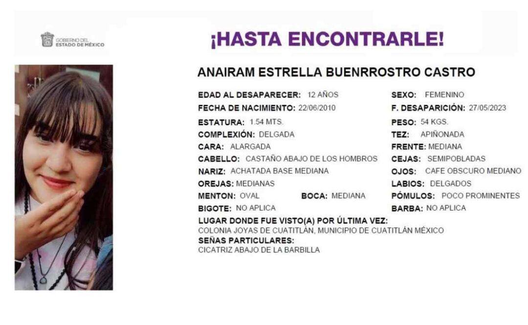Familiares buscan a Anairam Estrella Foto: Especial